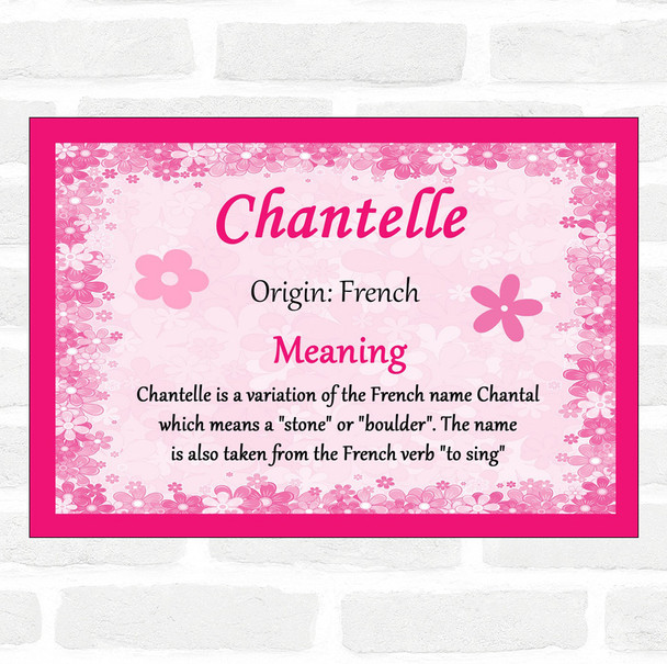 Chantelle Name Meaning Pink Certificate