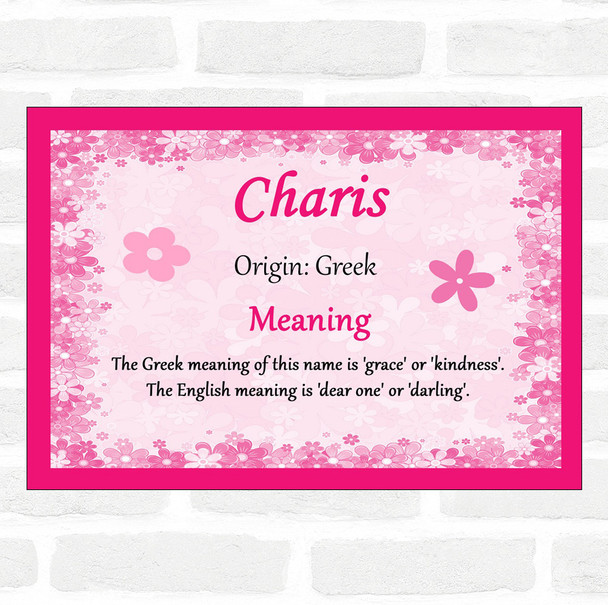 Charis Name Meaning Pink Certificate