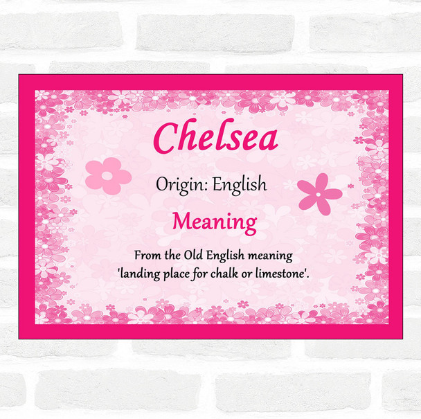 Chelsea Name Meaning Pink Certificate