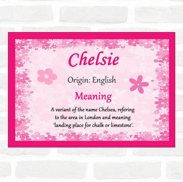 Chelsie Name Meaning Pink Certificate