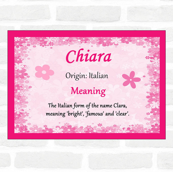 Chiara Name Meaning Pink Certificate