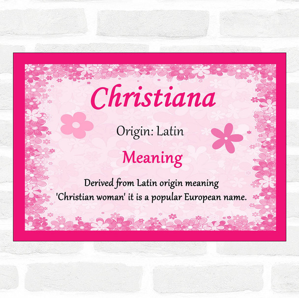 Christiana Name Meaning Pink Certificate
