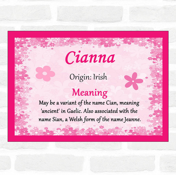 Cianna Name Meaning Pink Certificate