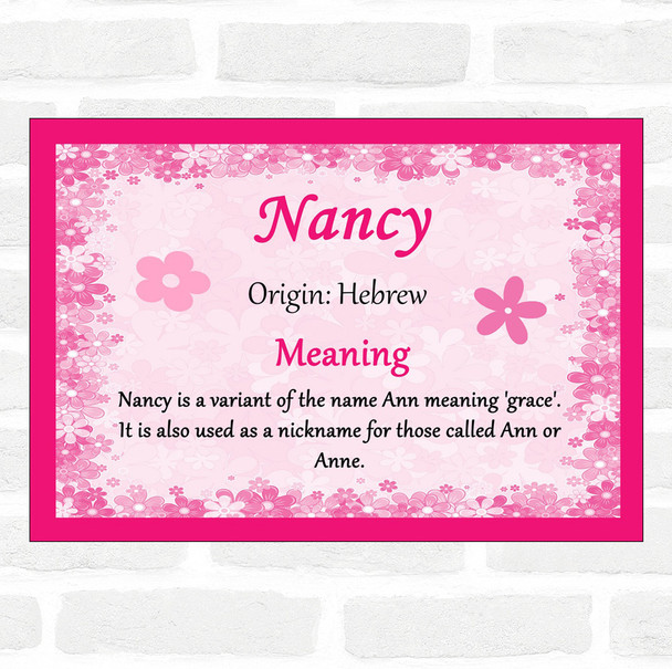 nancy Name Meaning Pink Certificate