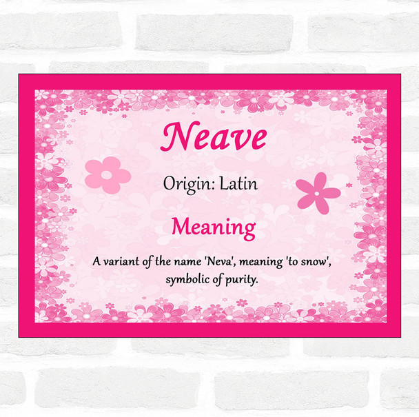 Neave Name Meaning Pink Certificate