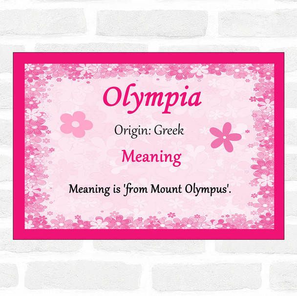 Olympia Name Meaning Pink Certificate