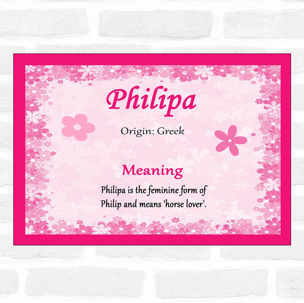 Philipa Name Meaning Pink Certificate