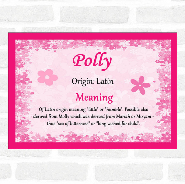 Polly Name Meaning Pink Certificate