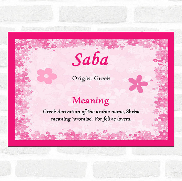 Saba Name Meaning Pink Certificate