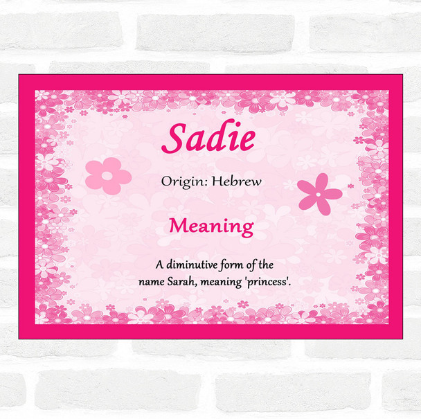 Sadie Name Meaning Pink Certificate