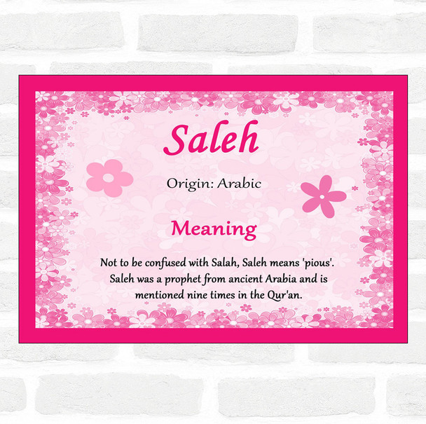 Saleh Name Meaning Pink Certificate