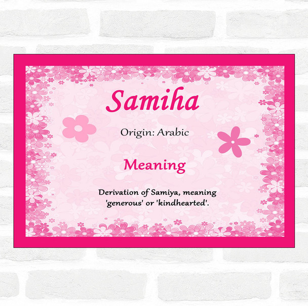 Samiha Name Meaning Pink Certificate
