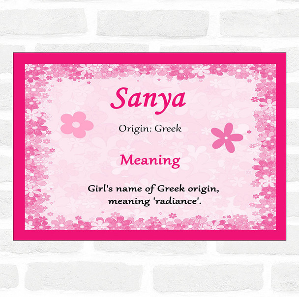 Sanya Name Meaning Pink Certificate