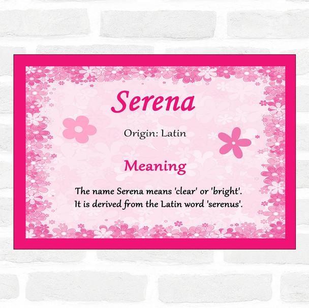 Serena Name Meaning Pink Certificate
