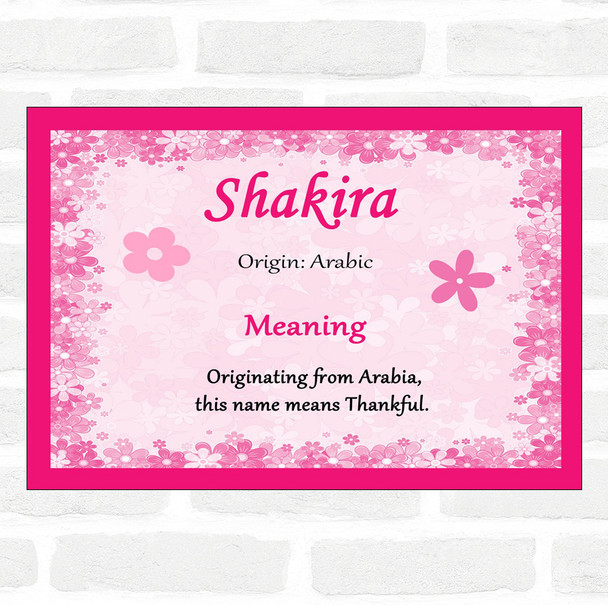 Shakira Name Meaning Pink Certificate