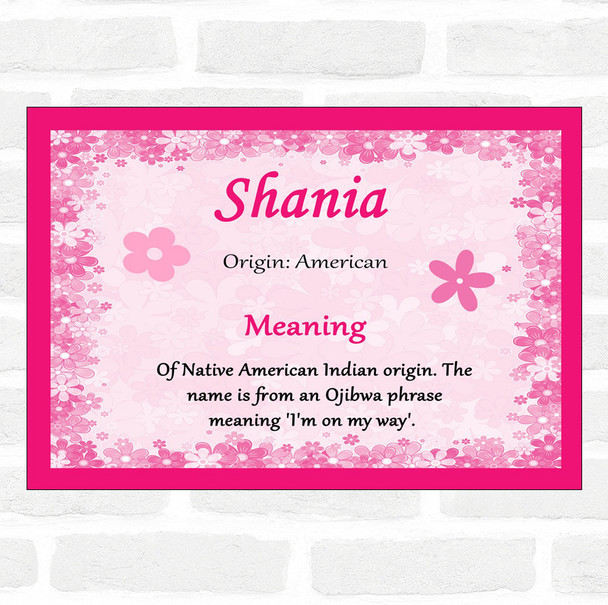 Shania Name Meaning Pink Certificate