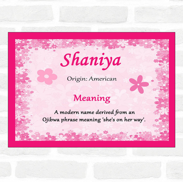 Shaniya Name Meaning Pink Certificate