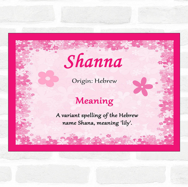 Shanna Name Meaning Pink Certificate