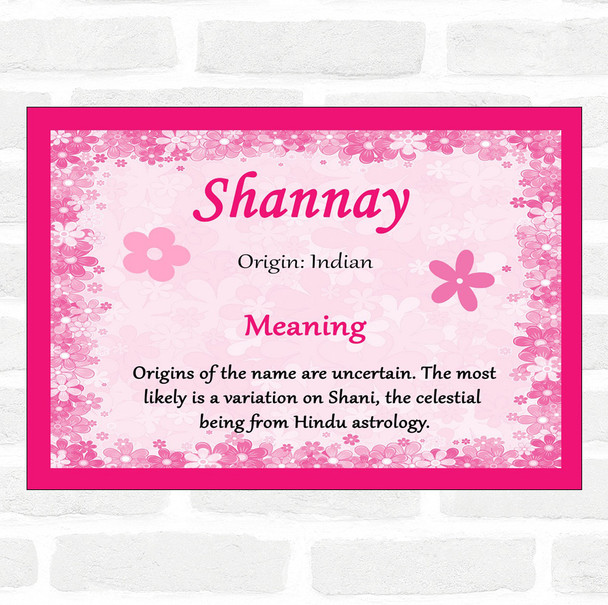 Shannay Name Meaning Pink Certificate