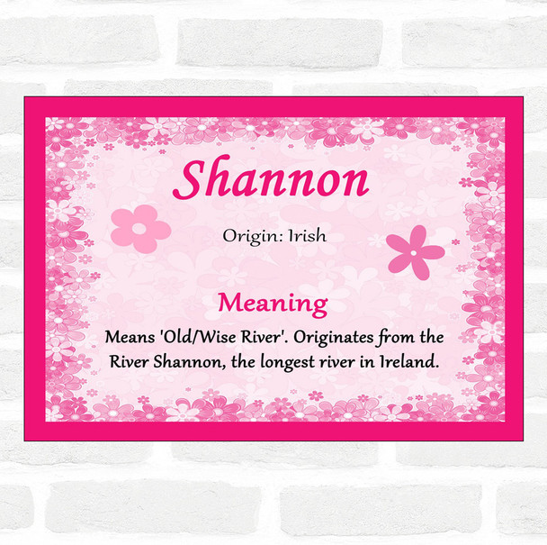 Shannon Name Meaning Pink Certificate