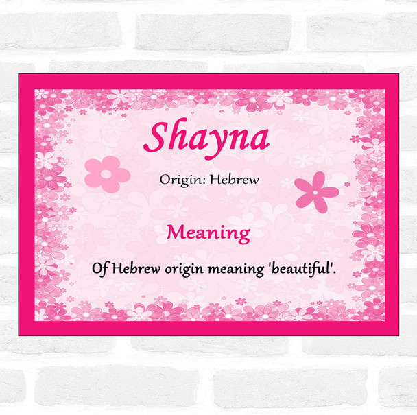Shayna Name Meaning Pink Certificate
