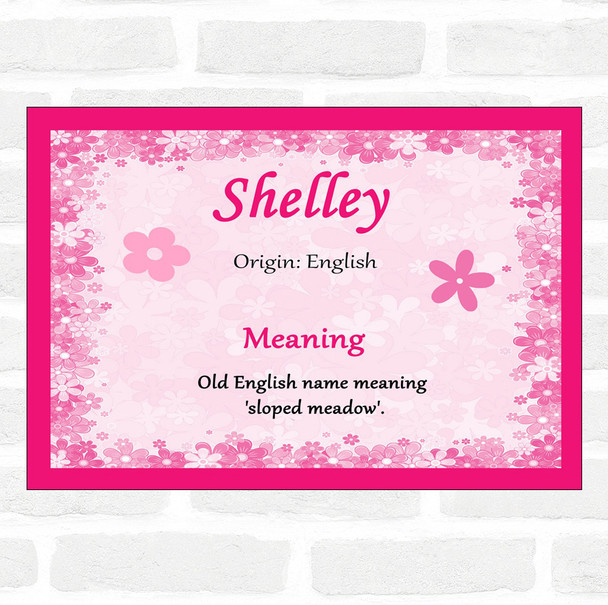 Shelley Name Meaning Pink Certificate