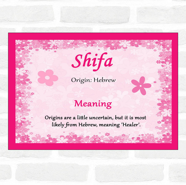 Shifa Name Meaning Pink Certificate