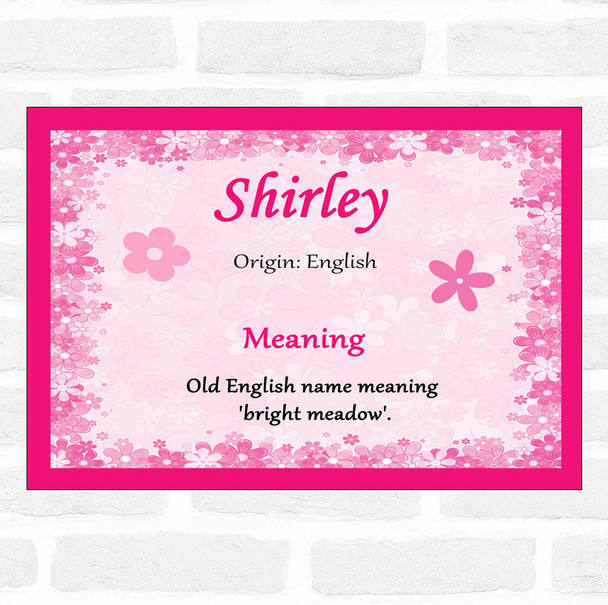 Shirley Name Meaning Pink Certificate