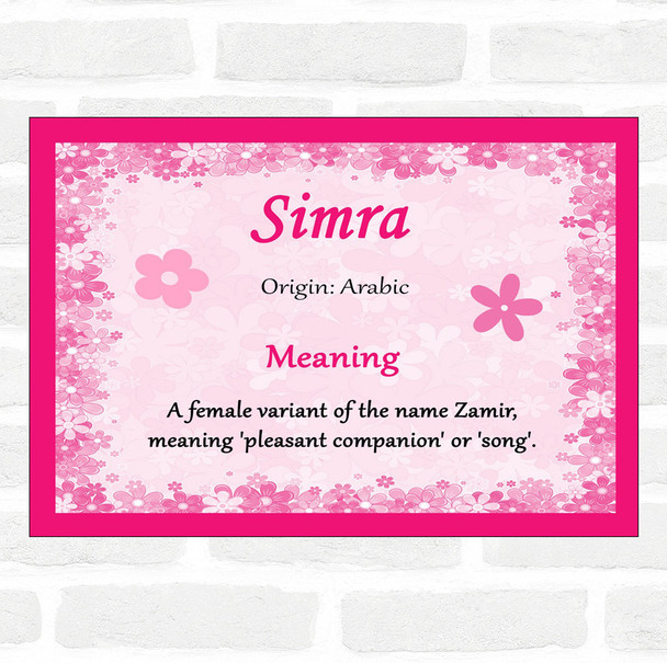 Simra Name Meaning Pink Certificate