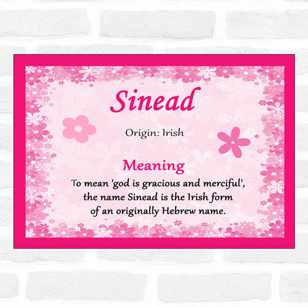 Sinead Name Meaning Pink Certificate