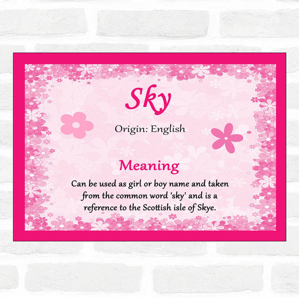 Sky Name Meaning Pink Certificate