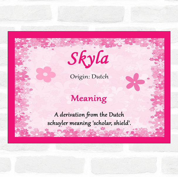 Skyla Name Meaning Pink Certificate