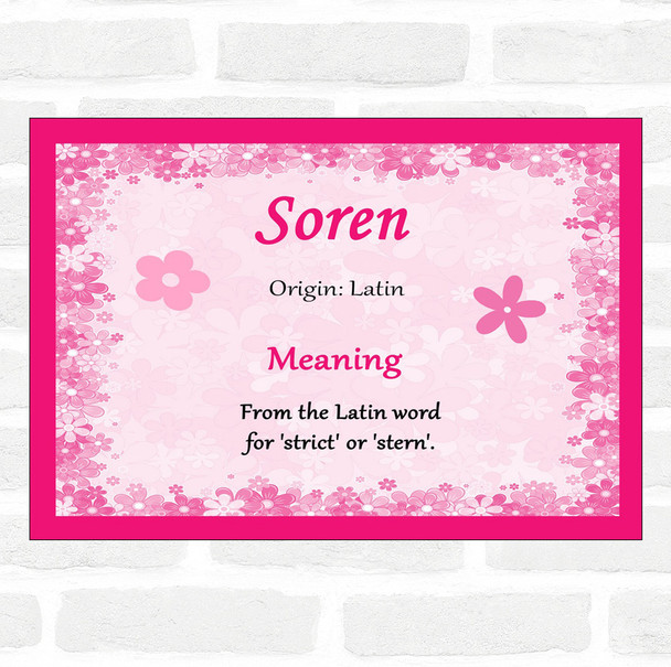 Soren Name Meaning Pink Certificate