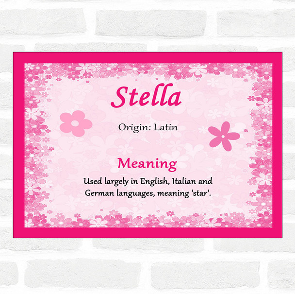Stella Name Meaning Pink Certificate