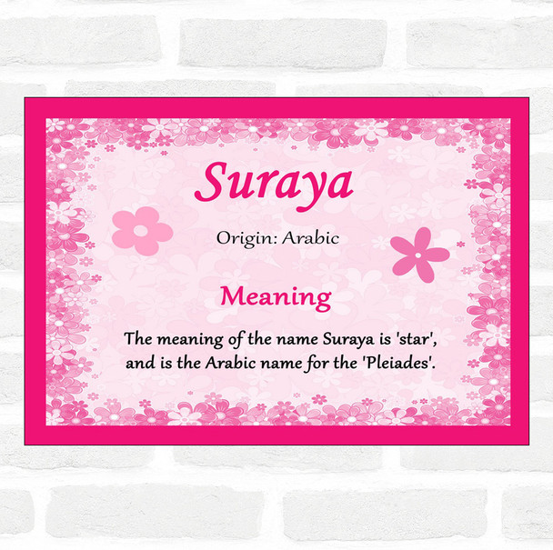 Suraya Name Meaning Pink Certificate