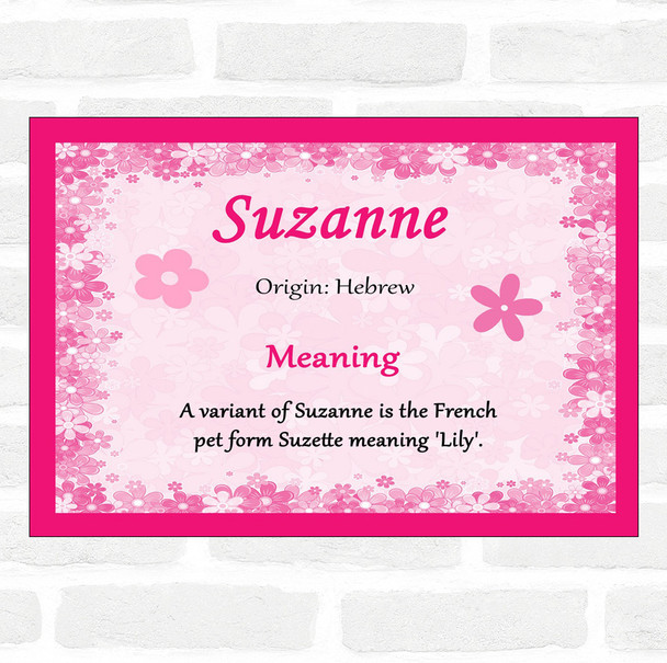 Suzanne Name Meaning Pink Certificate