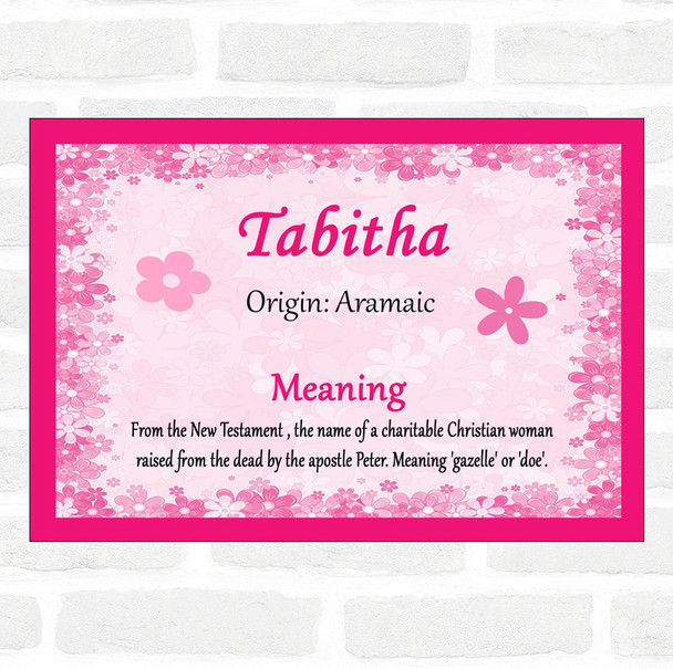 Tabitha Name Meaning Pink Certificate