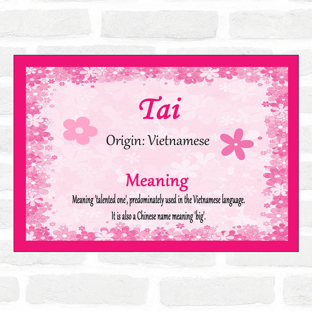 Tai Name Meaning Pink Certificate