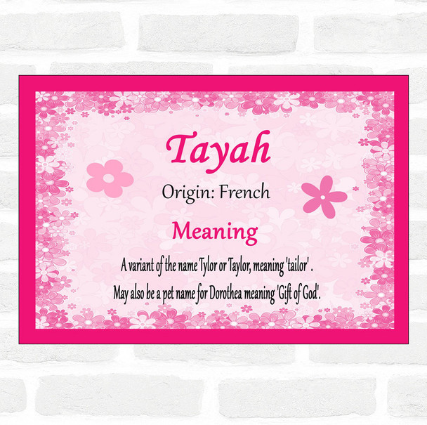 Tayah Name Meaning Pink Certificate
