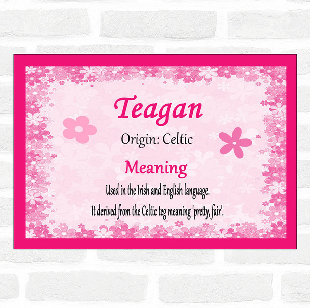Teagan Name Meaning Pink Certificate