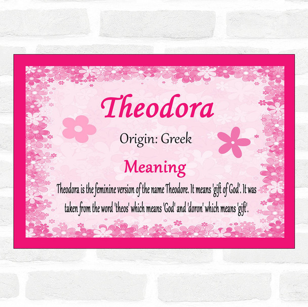 Theodora Name Meaning Pink Certificate