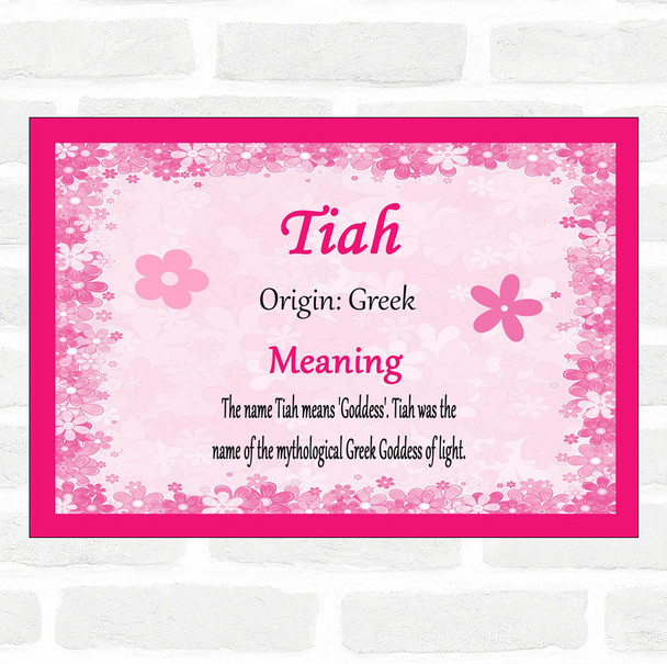 Tiah Name Meaning Pink Certificate