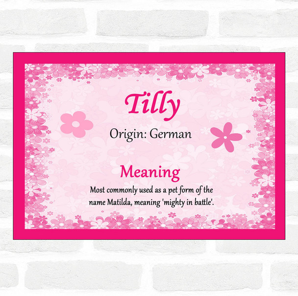 Tilly Name Meaning Pink Certificate