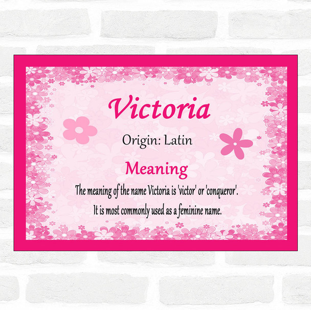 Victoria Name Meaning Pink Certificate