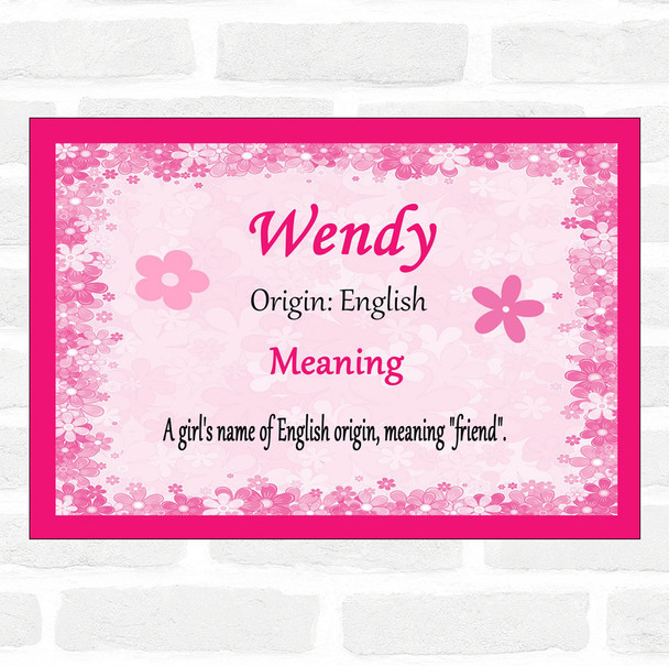 Wendy Name Meaning Pink Certificate