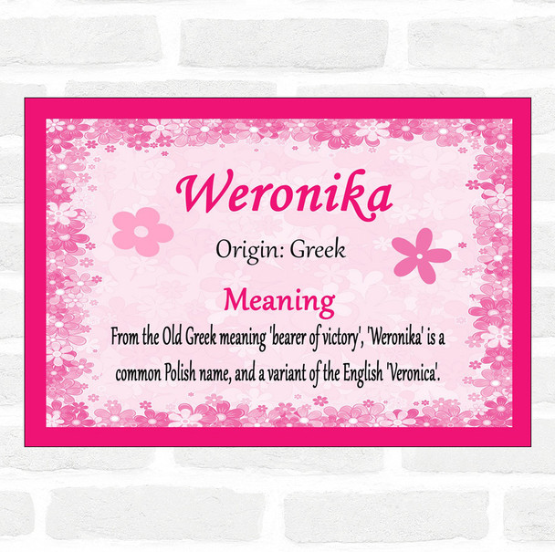 Weronika Name Meaning Pink Certificate