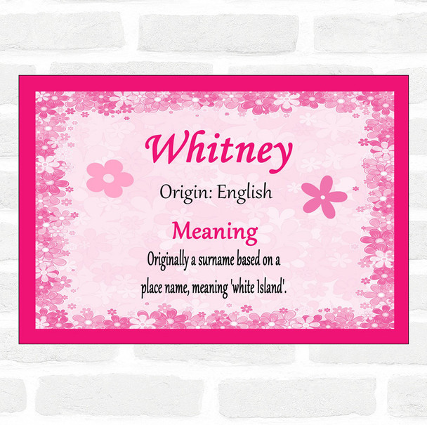 Whitney Name Meaning Pink Certificate