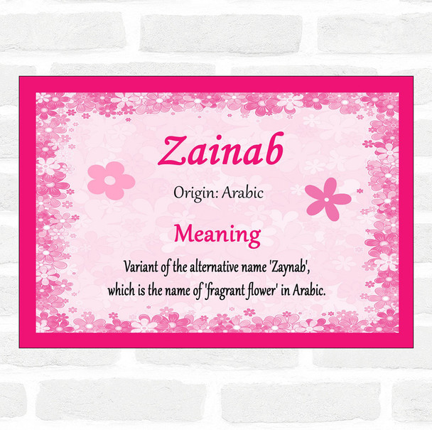 Zainab Name Meaning Pink Certificate