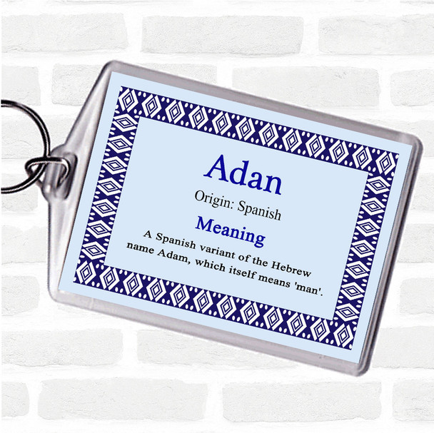 Adan Name Meaning Bag Tag Keychain Keyring  Blue