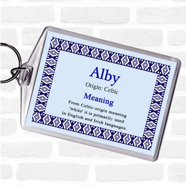 Alby Name Meaning Bag Tag Keychain Keyring  Blue
